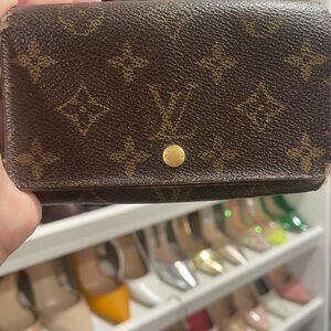 Louis Vuitton Monogram Compact Wallet in Brown and Gold Accents